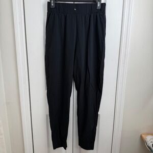 Nike Dri Fit Black Nylon Jogger Pants Womens Med Elastic Waist Pockets‎ Athletic